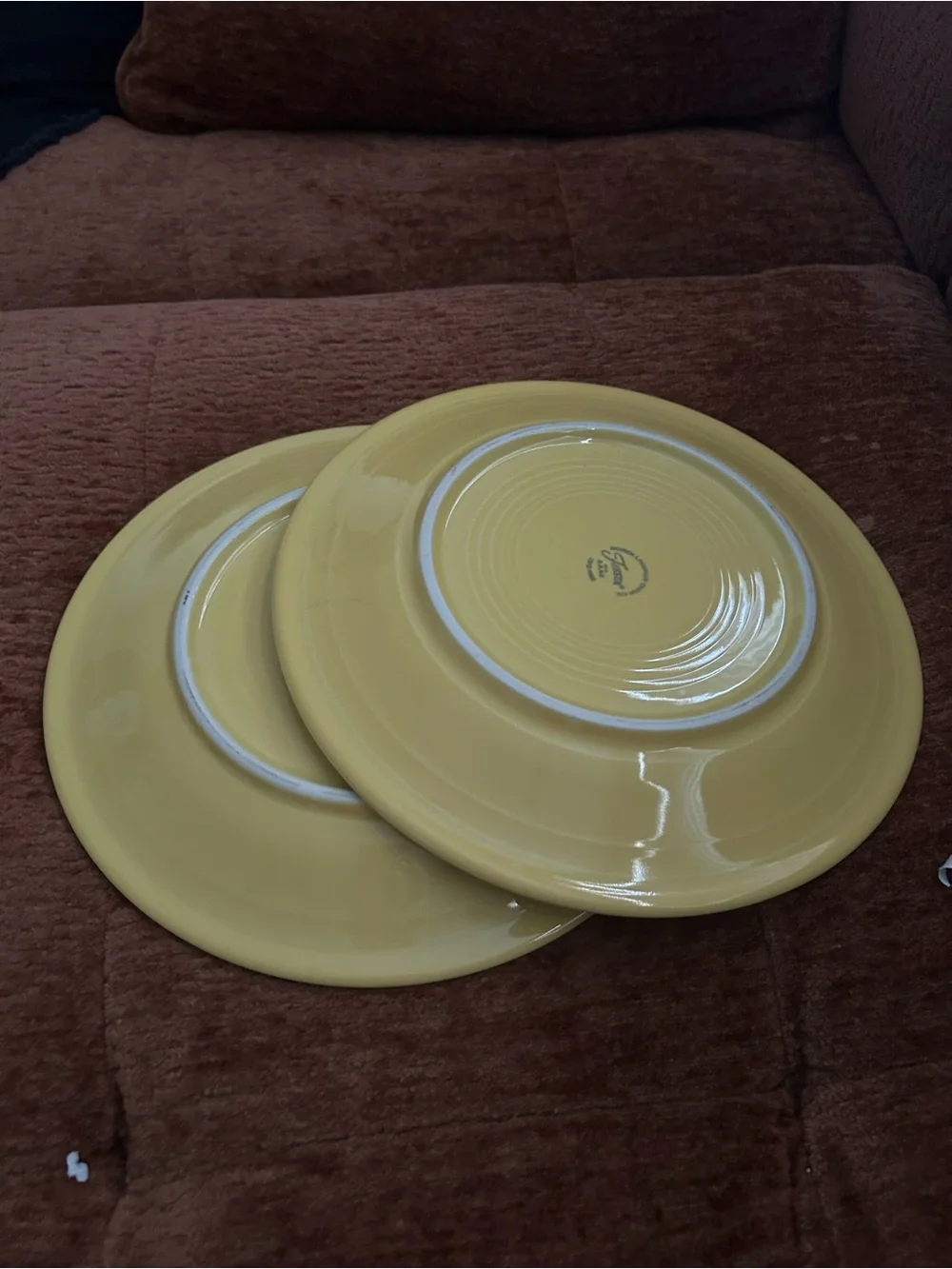 Fiestaware Pale Yellow Ceramic Dinner Plates - Pair